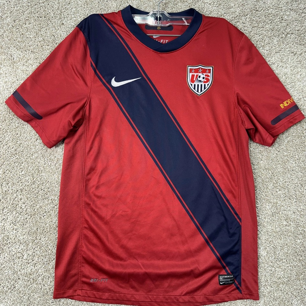 USA Nike Jersey Mens S USMNT Soccer Red Navy Blue Sash Dri-FIT EUC